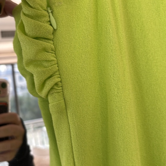 NWT Laundry by Shelli Segal asymmetrical one shoulder Crepe dress Lime Size 6 - Picture 5 of 13
